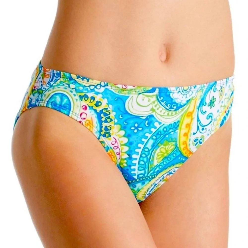 Lauren Ralph Lauren Paisley Aqua Blue Green Bikini Bottom Size 12
